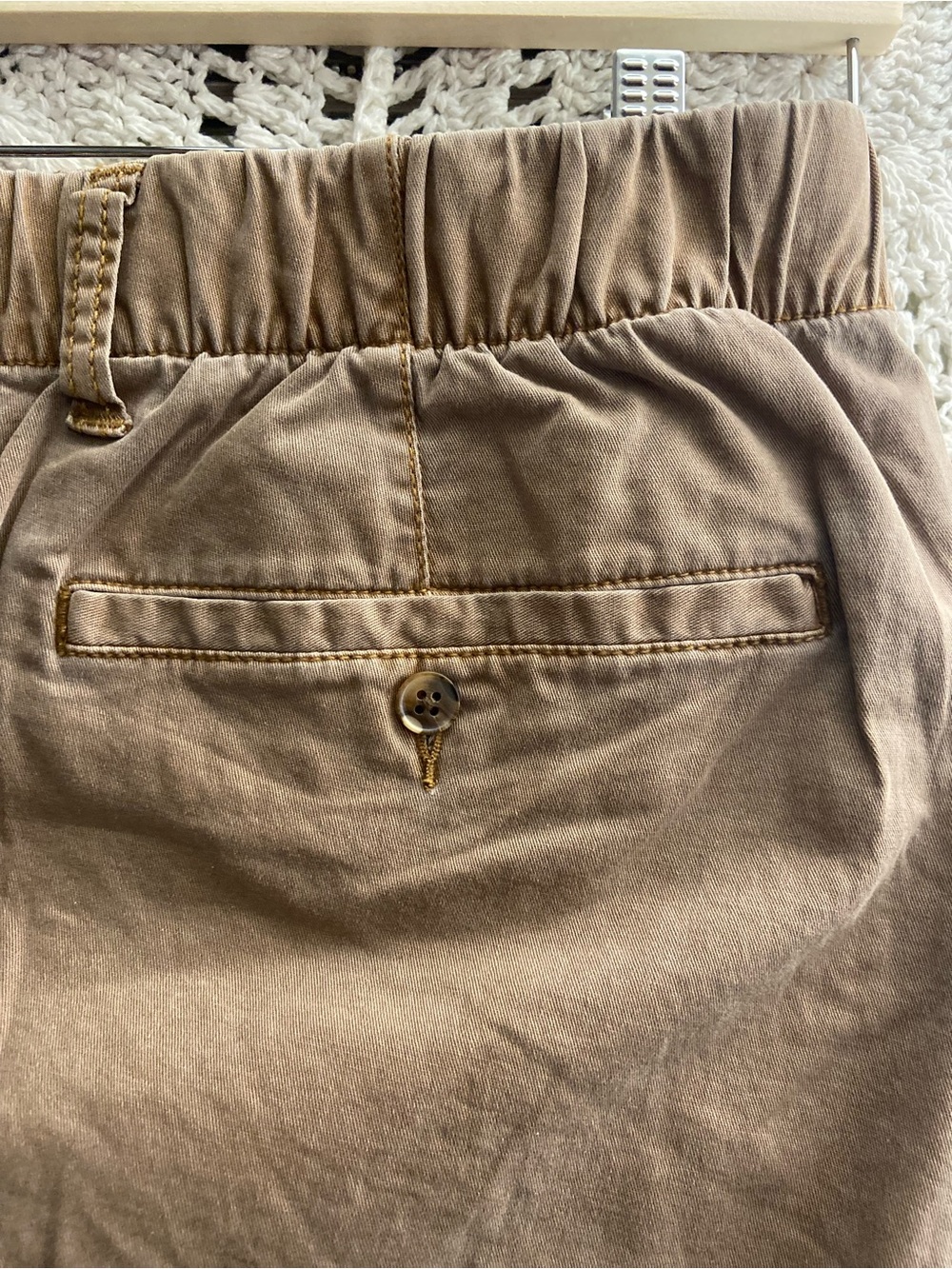 Old Navy OG Chino Pants 3X Khaki Straight Leg Elastic Back Waist - Picture 7 of 8